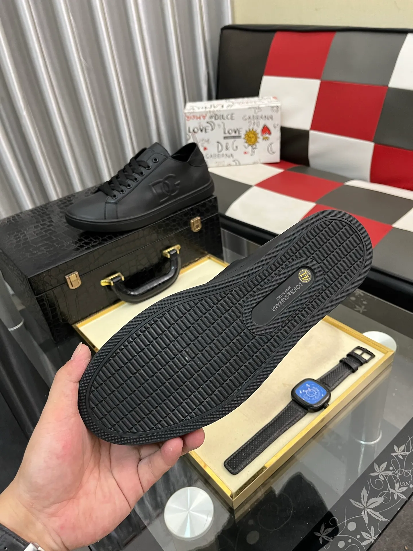 Men's shoes 💰400⌚️⌚️New DG Dolce & Gabbana high-end couple's sports and casual shoes, imported cowhide, multiple material splicing design➕Imported cowhide lining, cowhide foot pads➕Original TPR elastic outsole. Size: 38-46